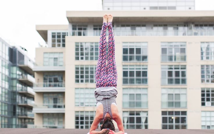 yoga headstand building background