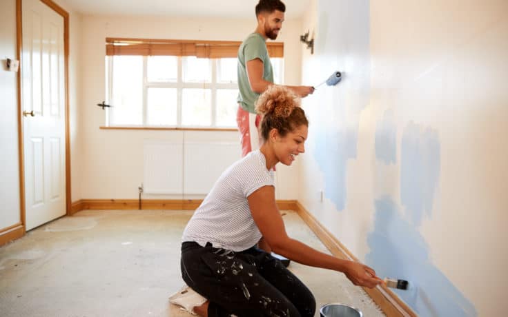 Family painting with eco-friendly paint