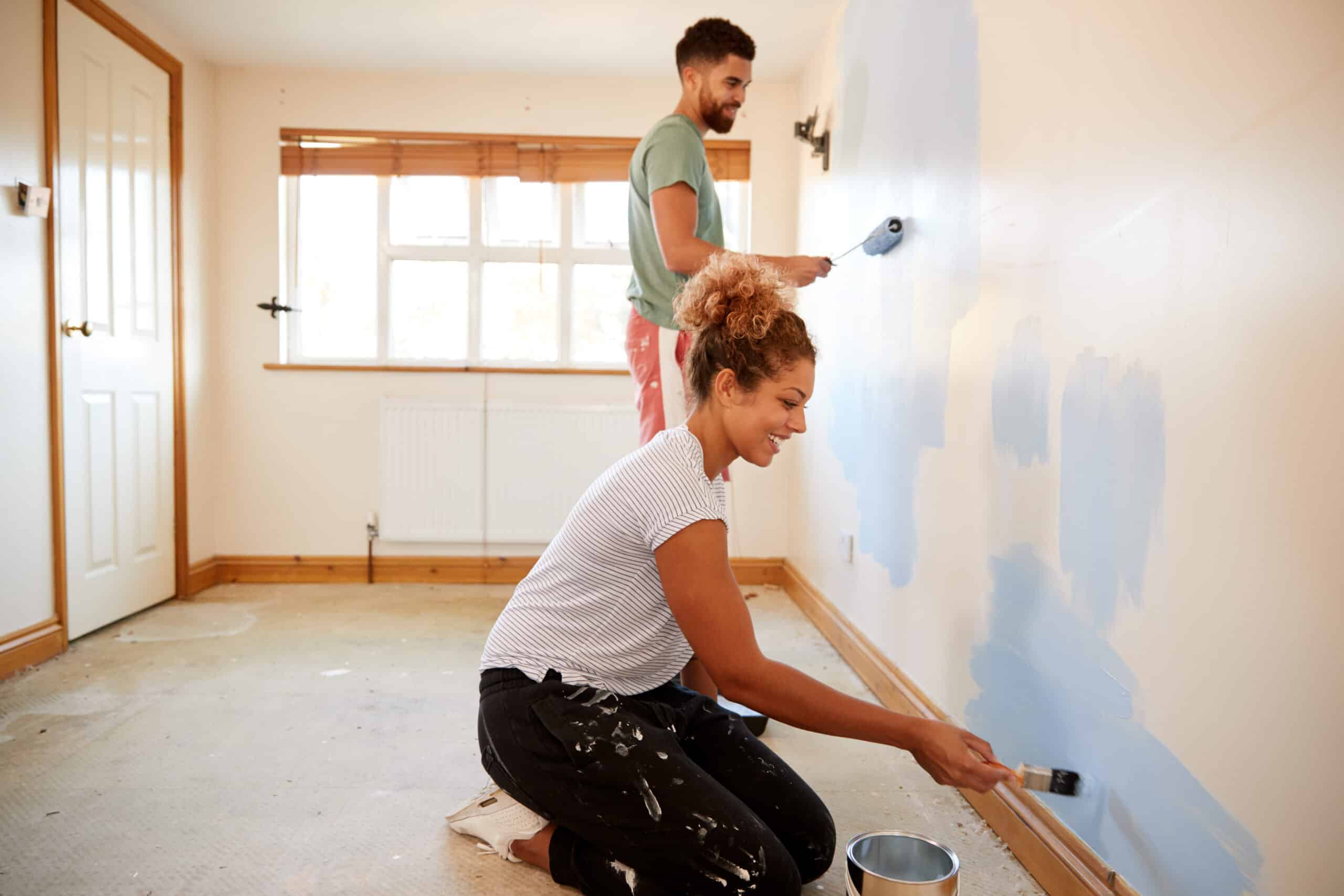 Family painting with eco-friendly paint