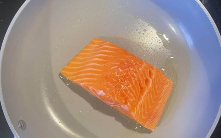 Cooking salmon in a Caraway non-stick pan