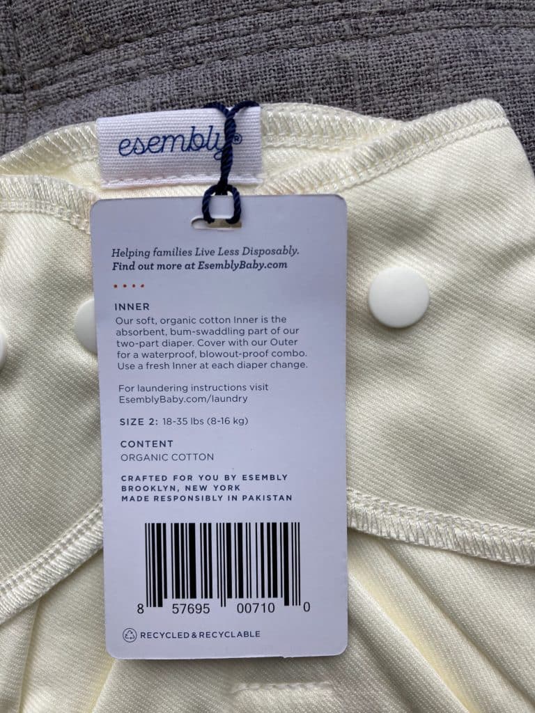 Esembly Certified Organic Cloth Diaper Inner Lining