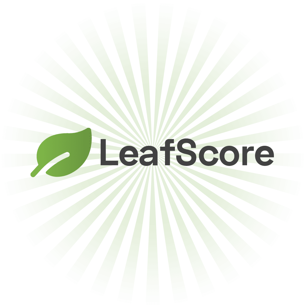 LeafScore logo with sunburst