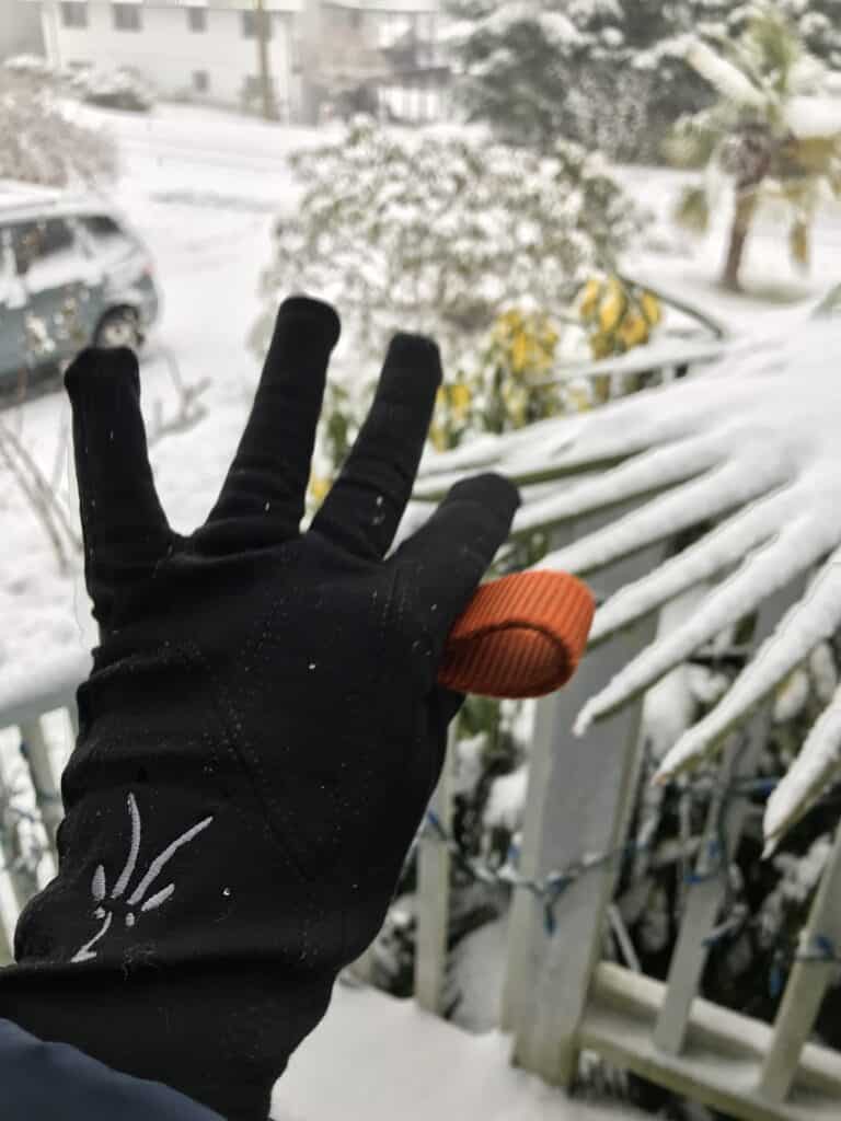 ibex touchscreen merino gloves in snow