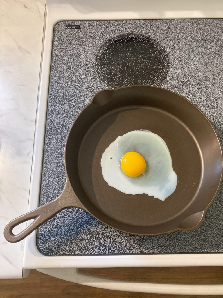 Frying an egg on Lancaster cast iron