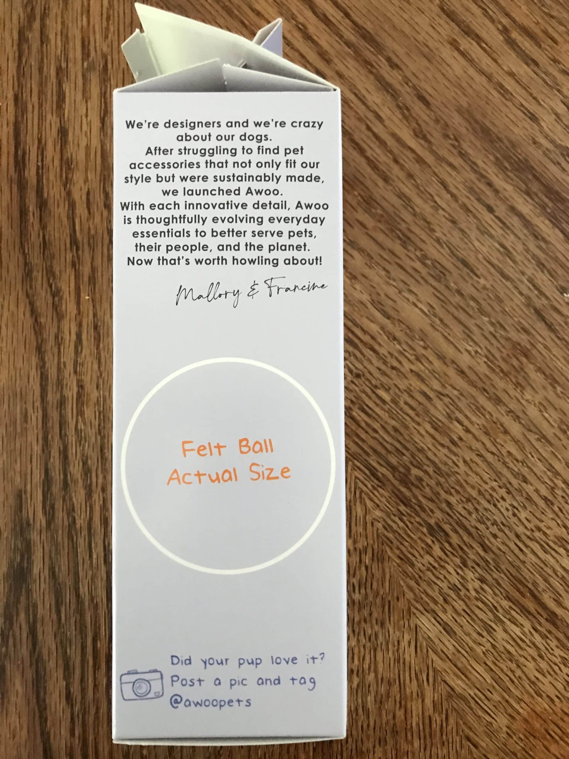 awoo felt dog balls
packaging