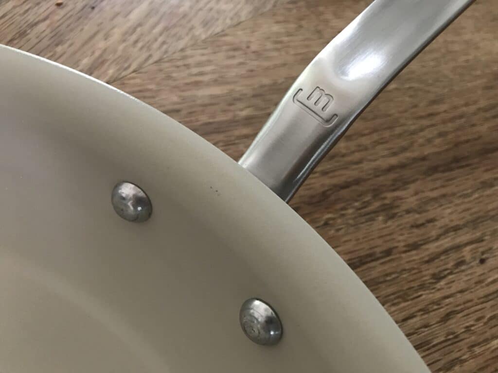 made in ceramiclad pan handle and rivets